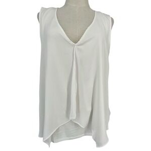 NWT Green Envelope Los Angeles White Draped V-Neck Sleeveless Top L Cottagecore